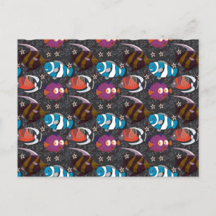Aquatic animals pattern ocean underwater life 43 postcard