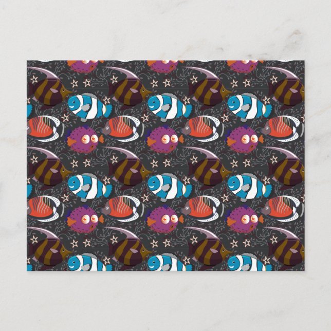 Aquatic animals pattern | ocean underwater life 43 postcard (Front)