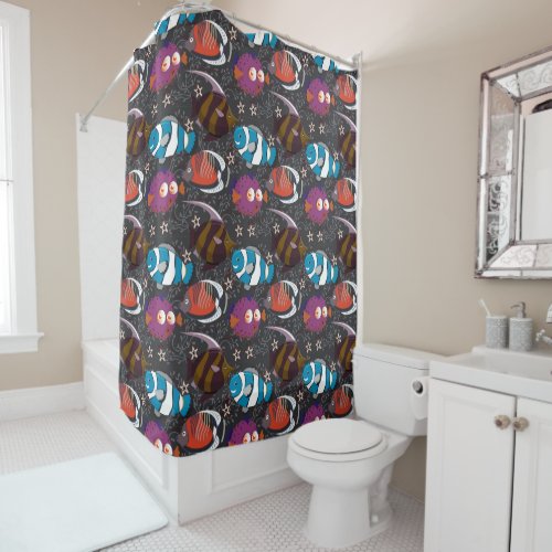 Aquatic animals pattern  ocean underwater life 43 shower curtain