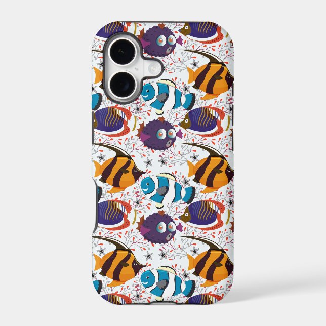 Aquatic animals pattern | ocean underwater life 44 iphone case (Back)