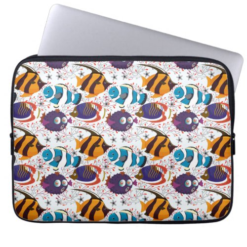 Aquatic animals pattern  ocean underwater life 44 laptop sleeve