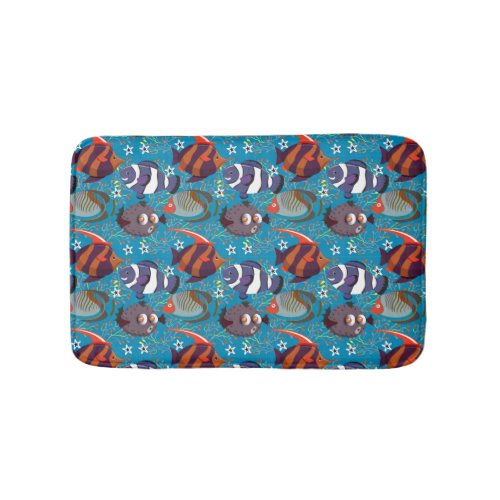 Aquatic animals pattern  ocean underwater life 45 bath mat