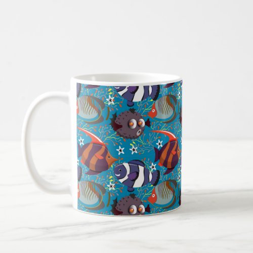 Aquatic animals pattern  ocean underwater life 45 coffee mug