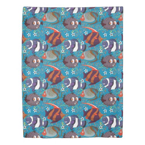 Aquatic animals pattern  ocean underwater life 45 duvet cover