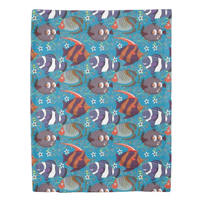 Aquatic animals pattern | ocean underwater life 45 duvet cover (Front)