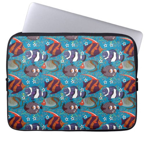 Aquatic animals pattern  ocean underwater life 45 laptop sleeve
