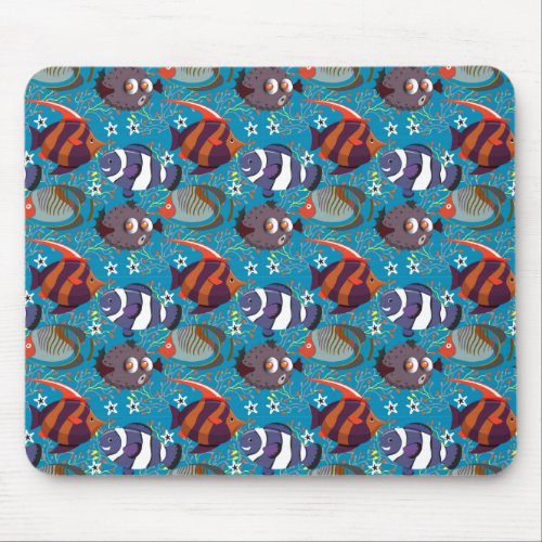 Aquatic animals pattern  ocean underwater life 45 mouse pad