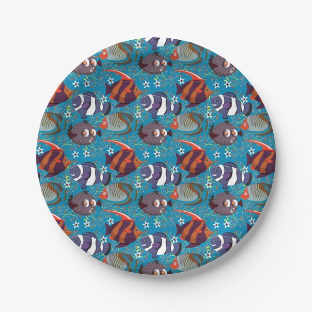 Aquatic animals pattern | ocean underwater life 45 paper plates (Front)