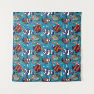 Aquatic animals pattern ocean underwater life 45 tapestry