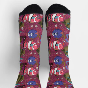 Aquatic animals pattern   ocean underwater life 46 socks
