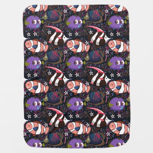 Aquatic animals pattern  ocean underwater life 47 baby blanket