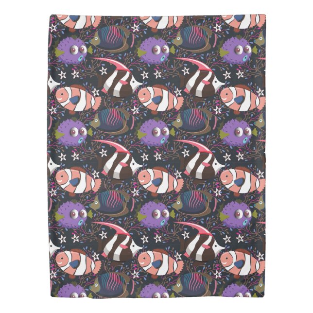 Aquatic animals pattern | ocean underwater life 47 duvet cover (Front)