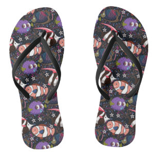 Aquatic animals pattern   ocean underwater life 47 flip flops