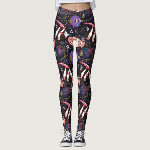 Aquatic animals pattern  ocean underwater life 47 leggings