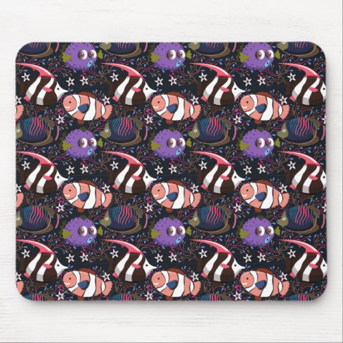 Aquatic animals pattern  ocean underwater life 47 mouse pad