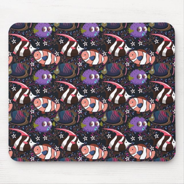 Aquatic animals pattern | ocean underwater life 47 mouse pad (Front)