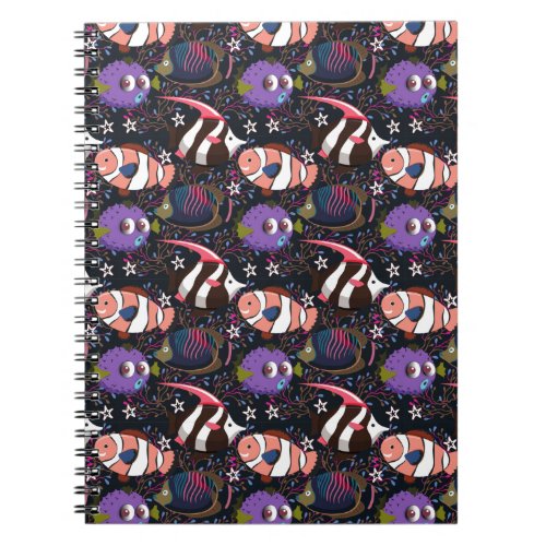 Aquatic animals pattern  ocean underwater life 47 notebook