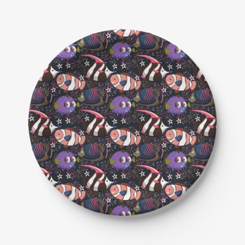 Aquatic animals pattern  ocean underwater life 47 paper plates