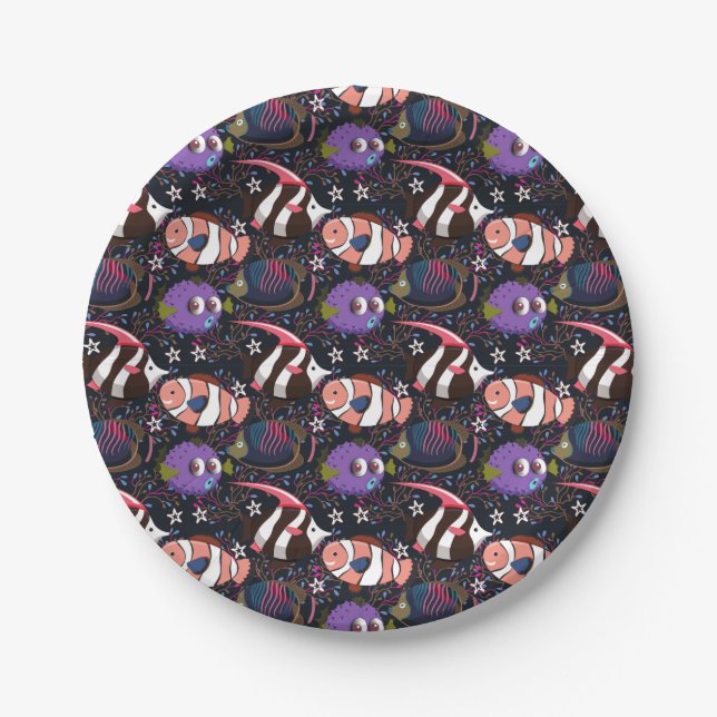 Aquatic animals pattern | ocean underwater life 47 paper plates (Front)