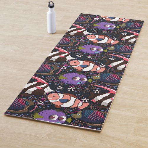 Aquatic animals pattern  ocean underwater life 47 yoga mat