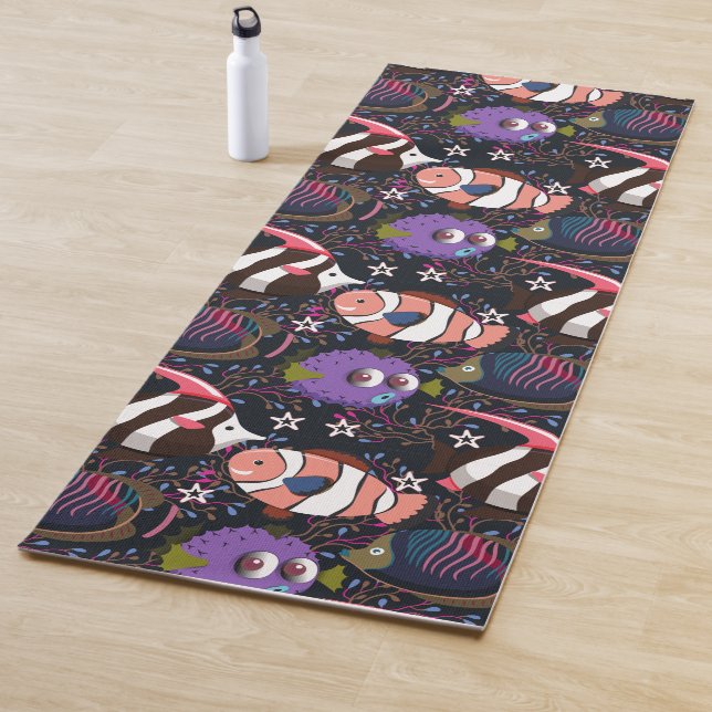 Aquatic animals pattern | ocean underwater life 47 yoga mat (In Situ)