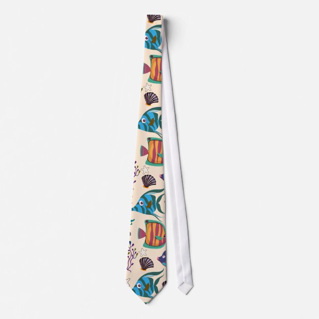 Aquatic animals pattern | ocean underwater life 5 neck tie (Front)