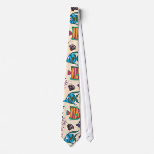 Aquatic animals pattern ocean underwater life 5 neck tie