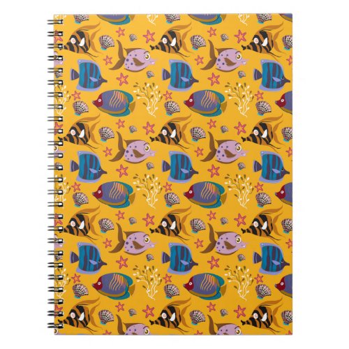 Aquatic animals pattern  ocean underwater life 6 notebook