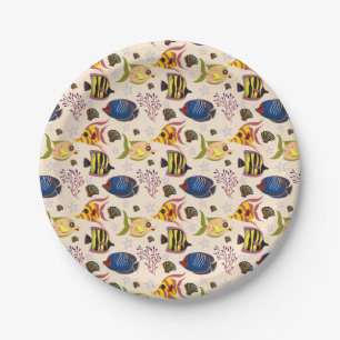 Aquatic animals pattern ocean underwater life 7 paper plates
