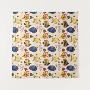Aquatic animals pattern ocean underwater life 7 tapestry