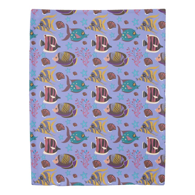 Aquatic animals pattern | ocean underwater life 8 duvet cover (Front)