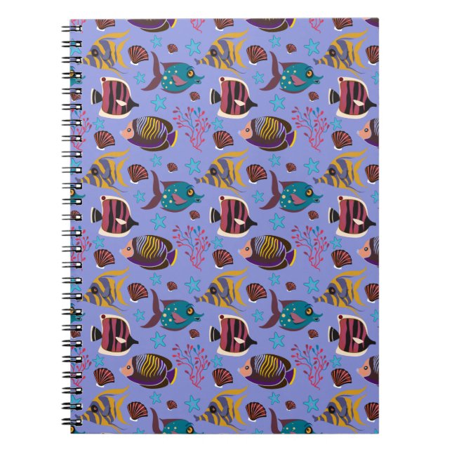 Aquatic animals pattern | ocean underwater life 8 notebook (Front)