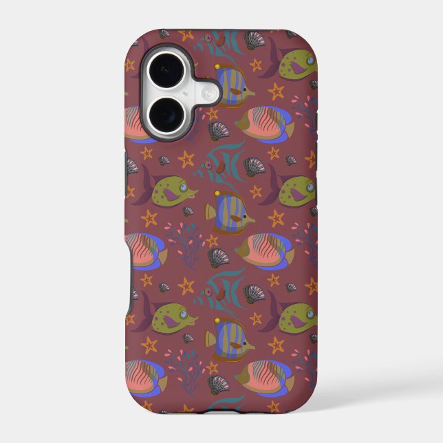 Aquatic animals pattern | ocean underwater life 9 iphone case (Back)