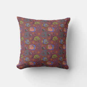 Aquatic animals pattern ocean underwater life 9 throw pillow