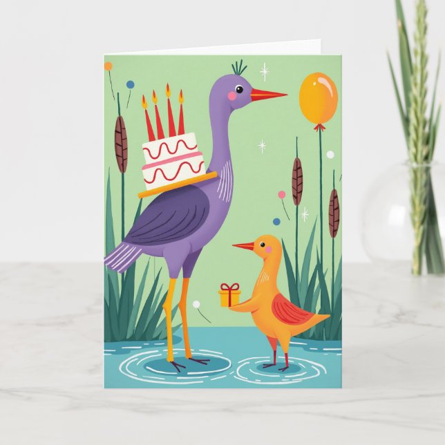 Aquatic Avian Birthday Card (Front)