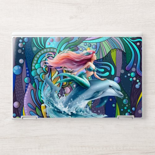 Aquatic Blue Abstract HP Laptop Skin