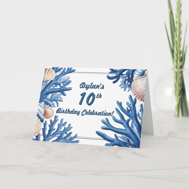 Aquatic Blue Coral Design Invitation (Front)