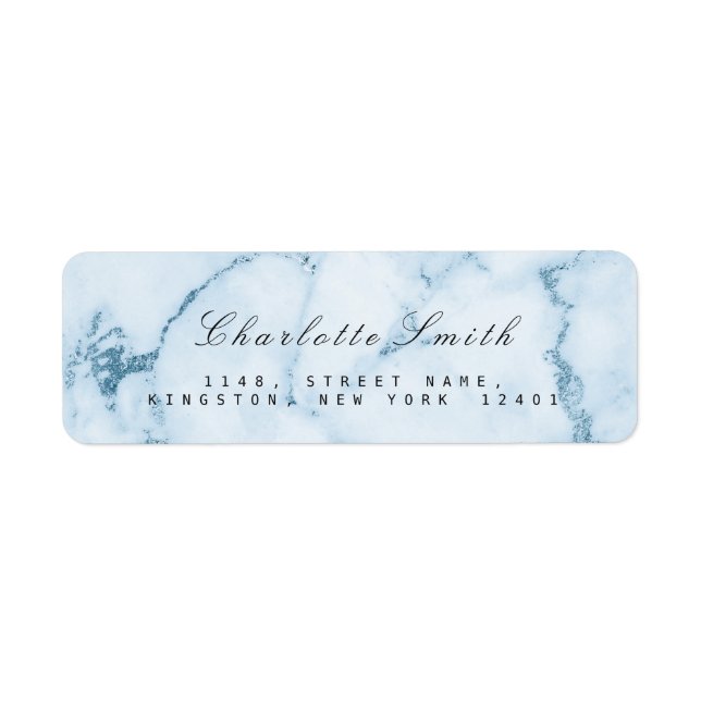 Aquatic Blue Gray Marble Return Address Labels (Front)