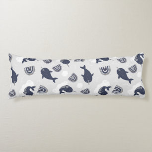 Aquatic Boho Narwhals Under The Sea Boys Room  Body Pillow