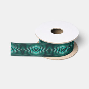 Aquatic Colors In Angled Watercolor Paint Stripes Satin Ribbon