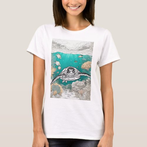 Aquatic Conservation Couture Black  White Outlin T_Shirt