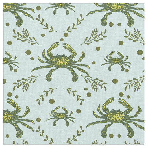 Aquatic Crabs Pattern Design Fabric
