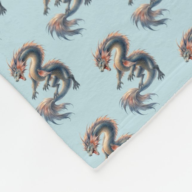 Aquatic Dragon Fleece Blanket (Corner)