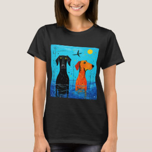 "Aquatic Duo of Joy" - Surreal Colourful Dogs T-Shirt