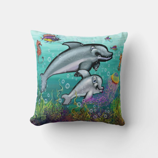 Aquatic Fantasy Throw Pillow (Front)