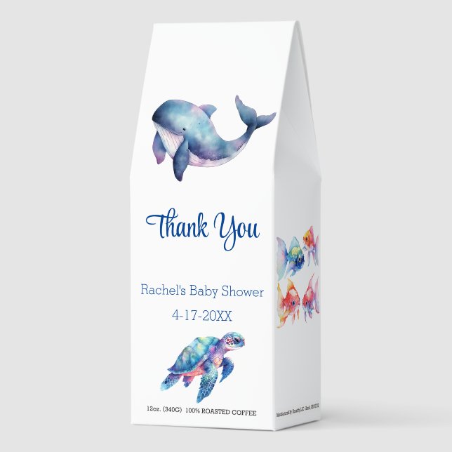 Aquatic Friends Baby Shower Thank You Favor Roasted Coffee (Front)