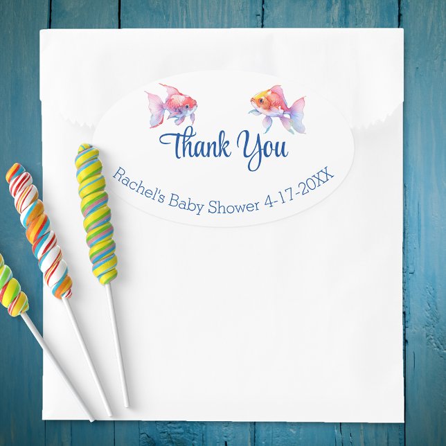 Aquatic Friends Baby Shower Thank You Oval Sticker (Creator Uploaded)