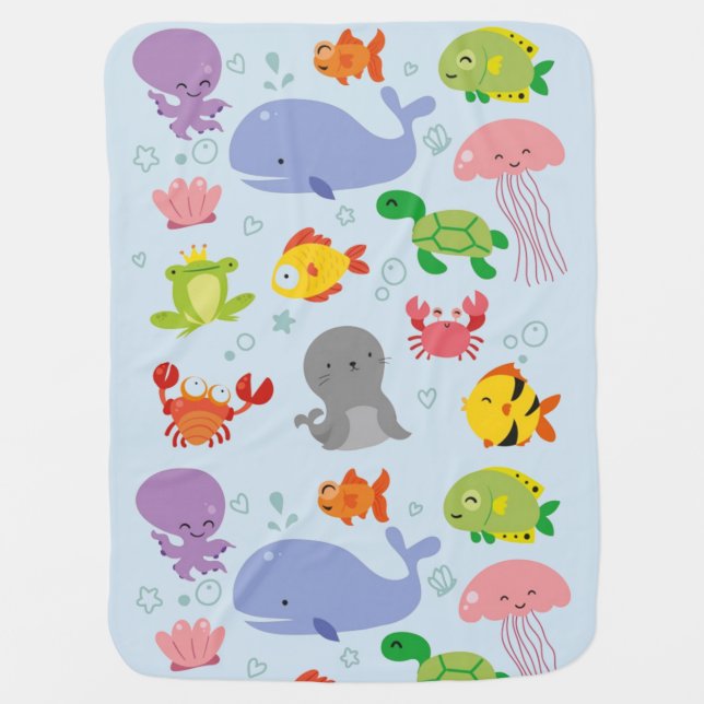Aquatic Friends Receiving Blanket (Front)