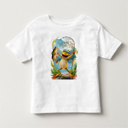 Aquatic Friendship Frog With Fish on Water Toddler T_shirt