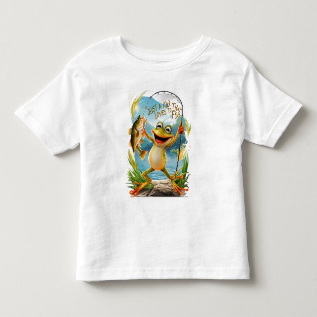 Aquatic Friendship: Frog With Fish on Water Toddler T-shirt (Front)